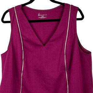Lane Bryant Womens Size 18/20 Sleeveless V-Neck Cranberry Color Tank Top Zippers